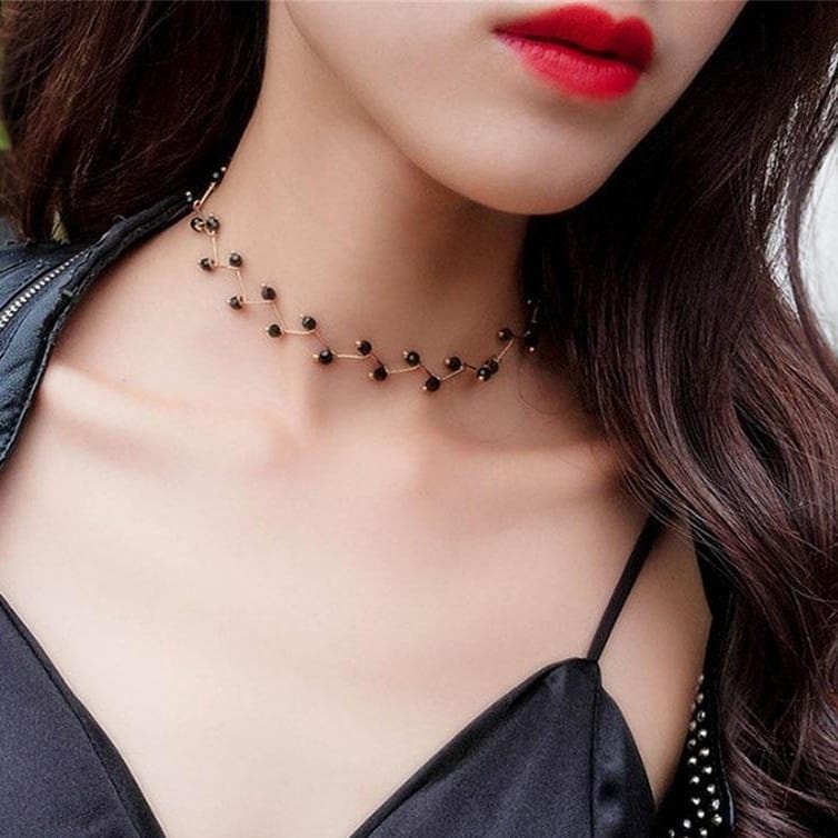 Cecilia Pearl Klavikula Ranting Choker Necklace Model Zigzag Rantai Korean Mutiara Kalung Korea