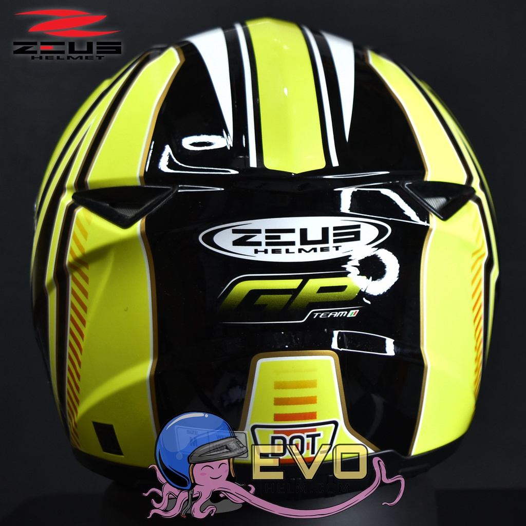 HELM ZEUS FULL FACE BLACK AL2 YELLOW - FREE SMOKE VISOR ZEUS ORIGINAL ( ONGKIR 2KG )