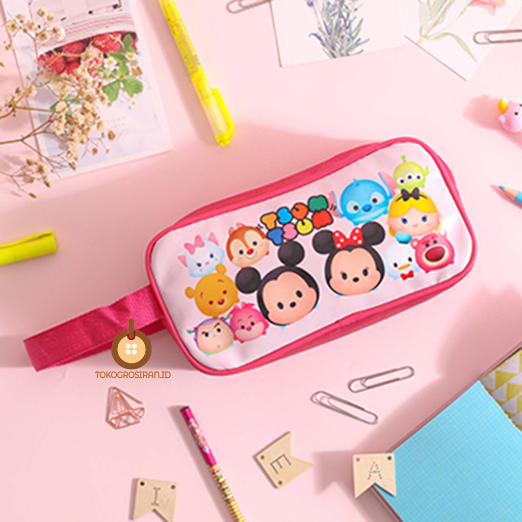 TOKOGROSIRAN.ID - KOTAK PENSIL ANAK CEWEK TSUM TSUM PENCIL CASE PREMIUM MURAH