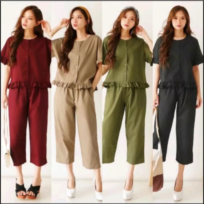 SETELAN ANDIN LENGAN PENDEK BAHAN RAYON LD 110 XL KEKINIAN 2021 / ONESET WANITA BAHAN RAYON UKURAN X