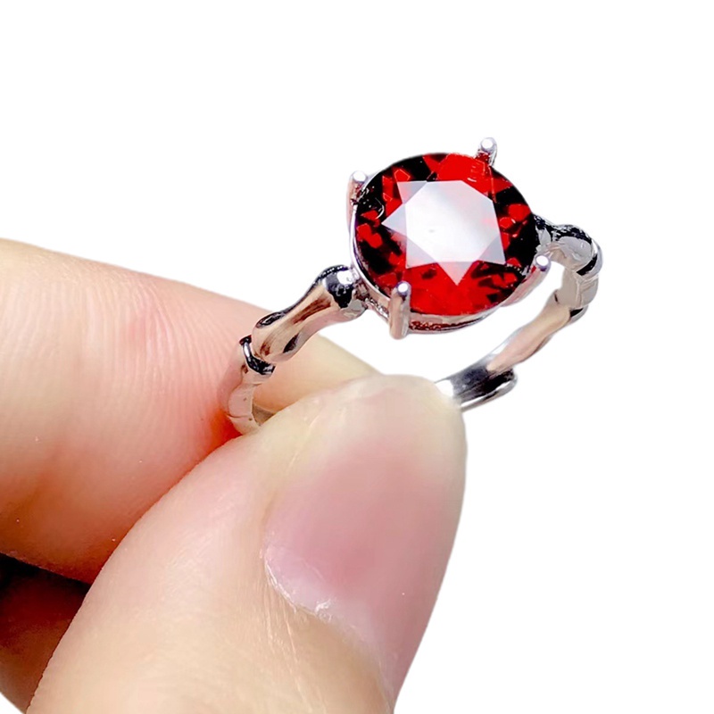 New Luxury Jewelry 925 Sterling Silver Creativity Bones Female Ring Charm Ruby Red Topaz Stone Party Eternity Women Wedding Ring