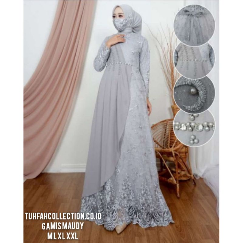 COD GAMIS SELENDANG MAUDY TERBARU/GAMIS MURAH/GAMIS PESTA PREMIUM/GAMIS KONDANGAN MODERN