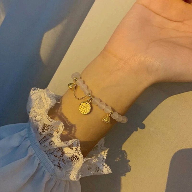 Papaozhu Vintage Mutiara Permata Manik-Manik Berkah Pesona Gelang Untuk Wanita Harapan Terbaik Beruntung Bahagia Gelang Perhiasan