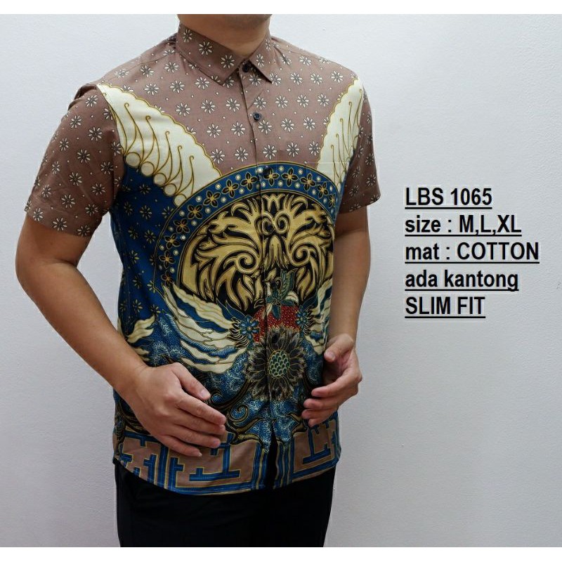 BAJU BATIK PRIA SLIMFIT KEMEJA BATIK SOLO LENGAN PENDEK