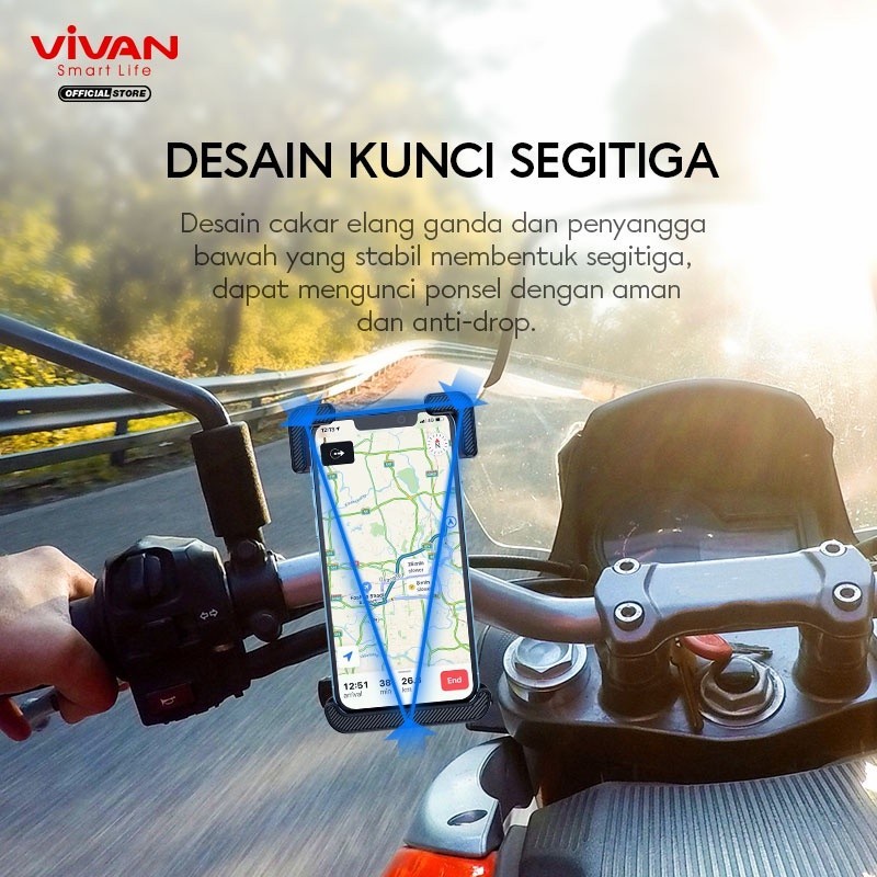 NEW Vivan VMH01 Motorcycle / Bicycle Handle Universal PHONE Holder 4.0-6.5 inch