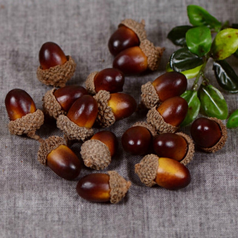 Artificial Acorns Crafts Dinner Table Home 20pcs Brown Fake Nut