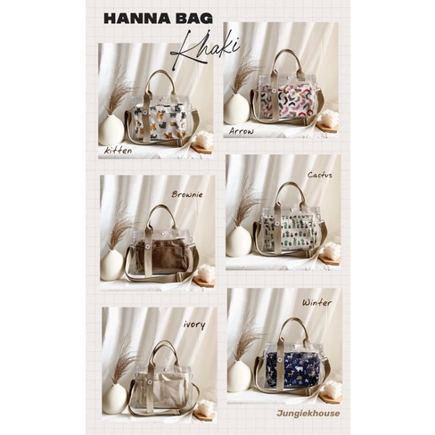 Hanna Bag Brown (free pin + tambah nama) tas pvc wanita hampers lebaran