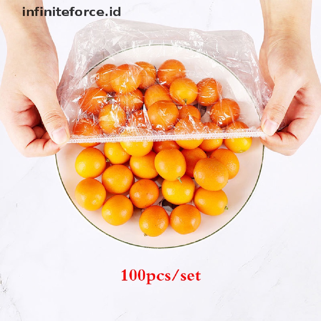 (Infiniteforce.Id) 100pcs Plastik Pembungkus Makanan / Buah Sekali Pakai Stretch Untuk Dapur