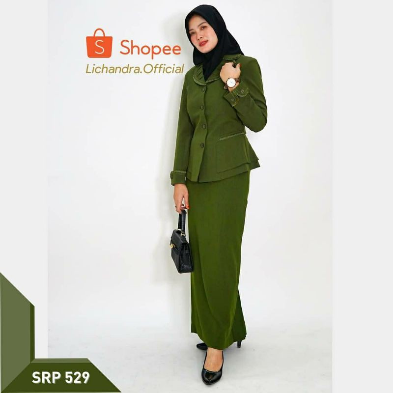 SETELAN Blazer dan Rok LICHANDRA / rok panjang seragam kantor ASN PNS merk Lichandra