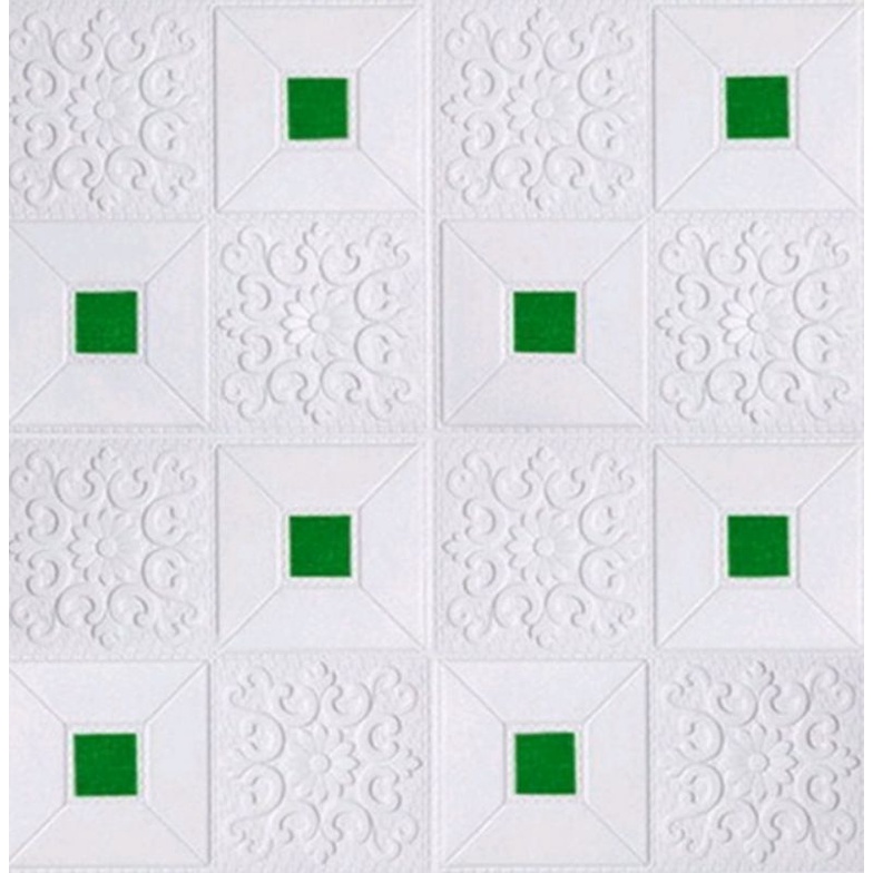 WALLPAPER 3D MOTIF BATIK CLASIC 70X70CM TEBAL 3MM-BATIK + STIKER HIJAU
