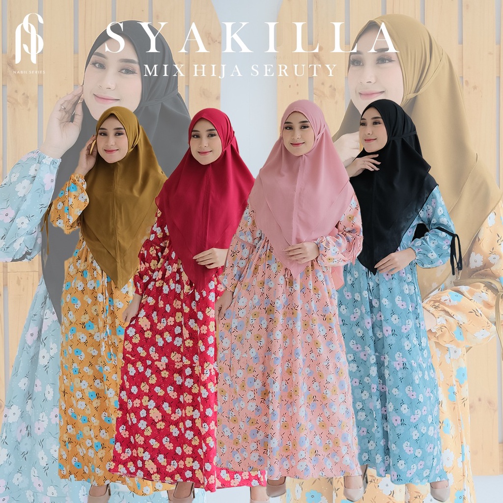 EMIRA SET HIJAB cringkle crinkle &amp; SHAKILA import Set Khimar Ceruty syakira ori jrone khimar maryam terkini elq alhasan ramadhan lebaran  kondangan