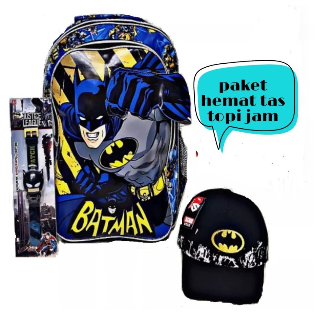 Tas Anak Laki Laki Batman 3D 3 In 1 Ransel Sekolah Anak Paud TK SD