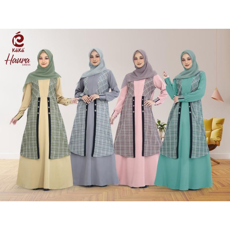 Gamis Premium Haura Dress by Keke|Gamis Size Kecil|Dress Jumbo|Dress Big Size|Dress Syari|Gamis Poli