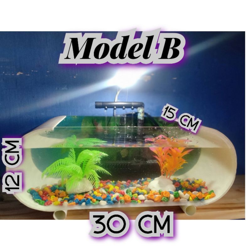 Aquarium kecil / mini/Aquarium ikan cupang dan ikan kecil lainnya  MODEL B(+FILTER)