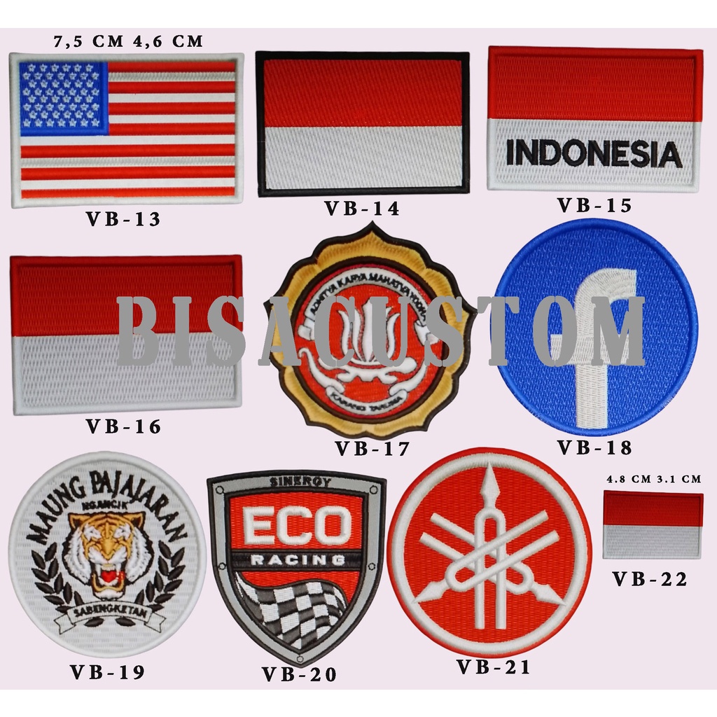 BORDIR/BORDIR CUSTOM/LOGO SEKOLAH/EMBLEM ANAK MOTOR/LOGO KARANG TARUNA/BENDERA AMERIKA/BENDERA INDON