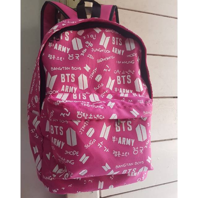 Tas bts bangtan boys full print kpop backpack ransel tas sekolah pink