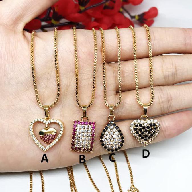 promo Kalung Xuping Liontin Bandul Love Pink Teardrop Lapis Emas - BN211