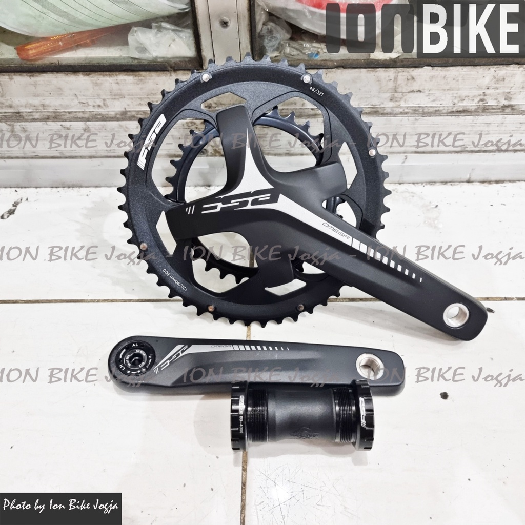 Crank FSA Omega 48-32T HT2 With BB Crankset Sepeda Gravel Hollowtech 2  48 32 T HT 2 Hollow Tech 2 D