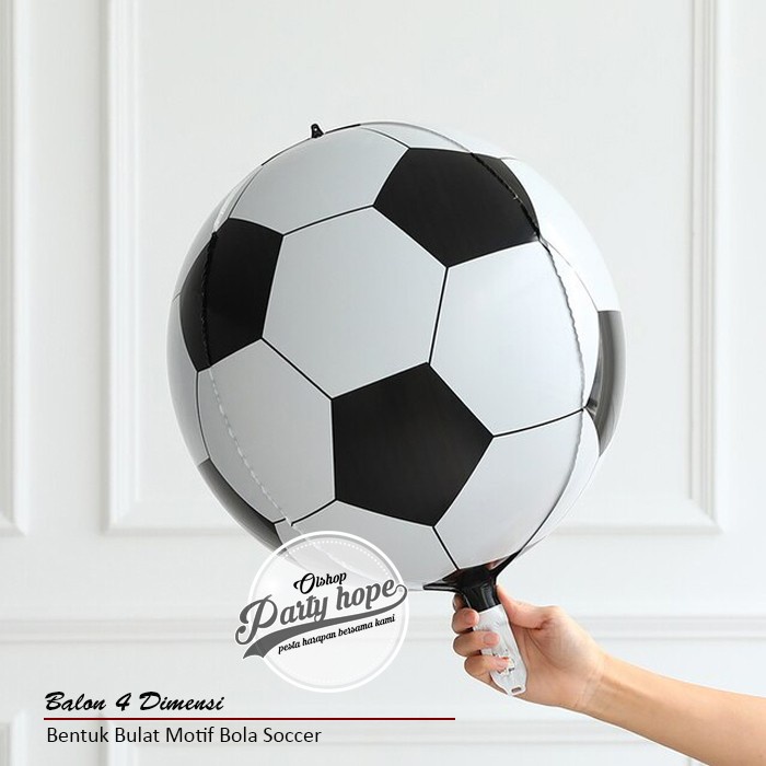 balon bola 4D / balon helium bulat / balon foil bulat bola soccer 4D
