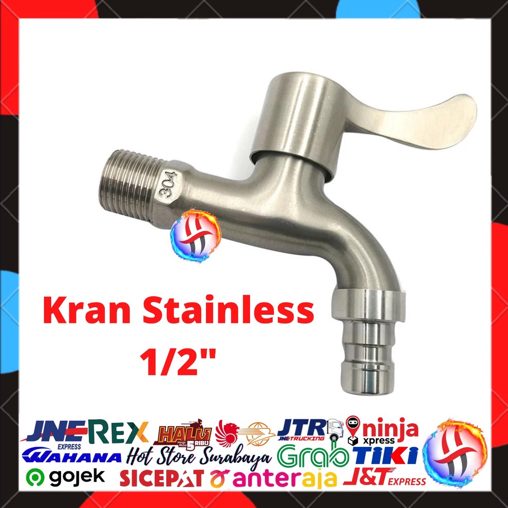 Kran Air 1/2 Inch Stainless Steel SUS 304 / Keran Air anti karat murni KRAN Wall TEMBOK DINDING