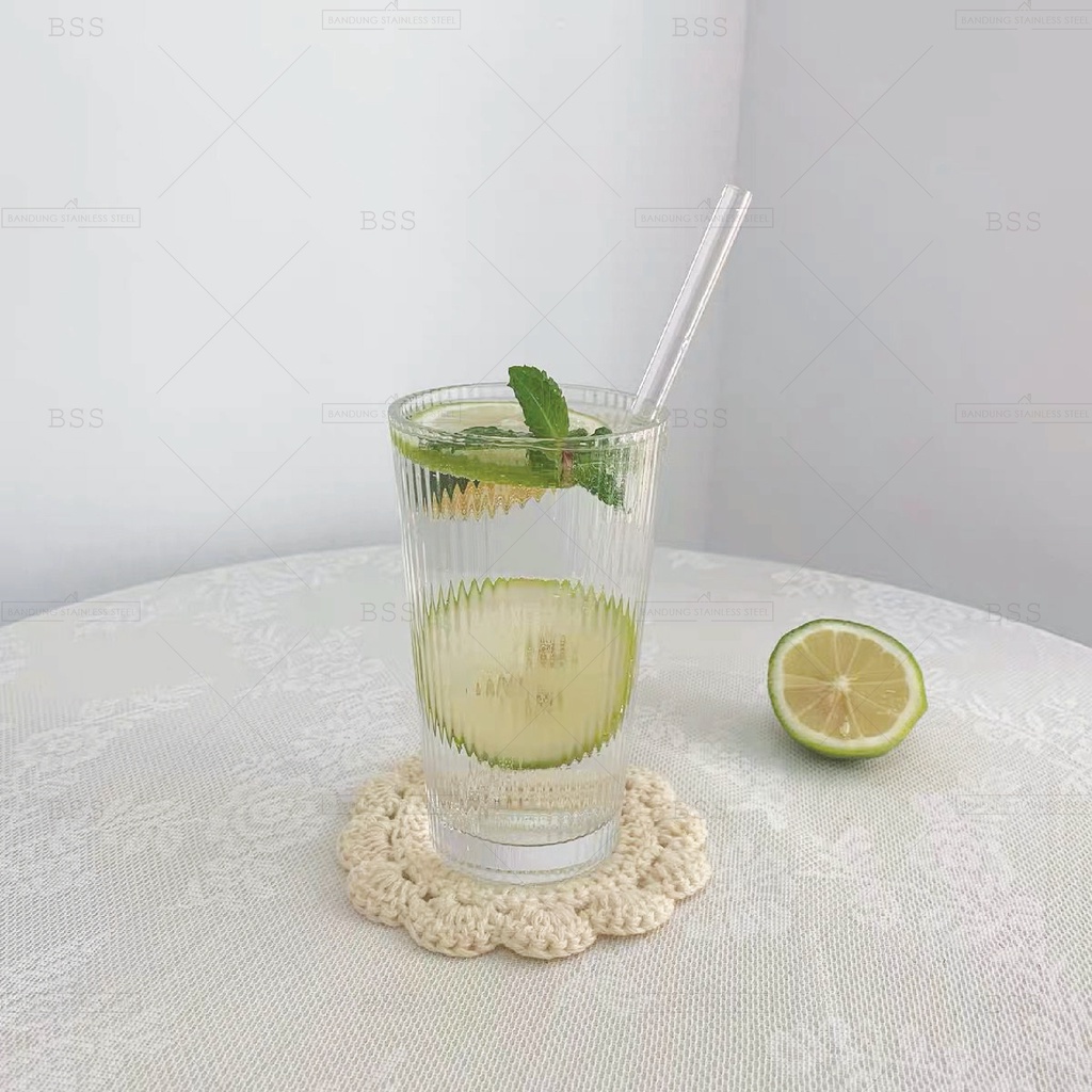 Gelas Kaca Tinggi Ripple 250ml 380ml Highball Glass Mojito Cocktail Susu Teh