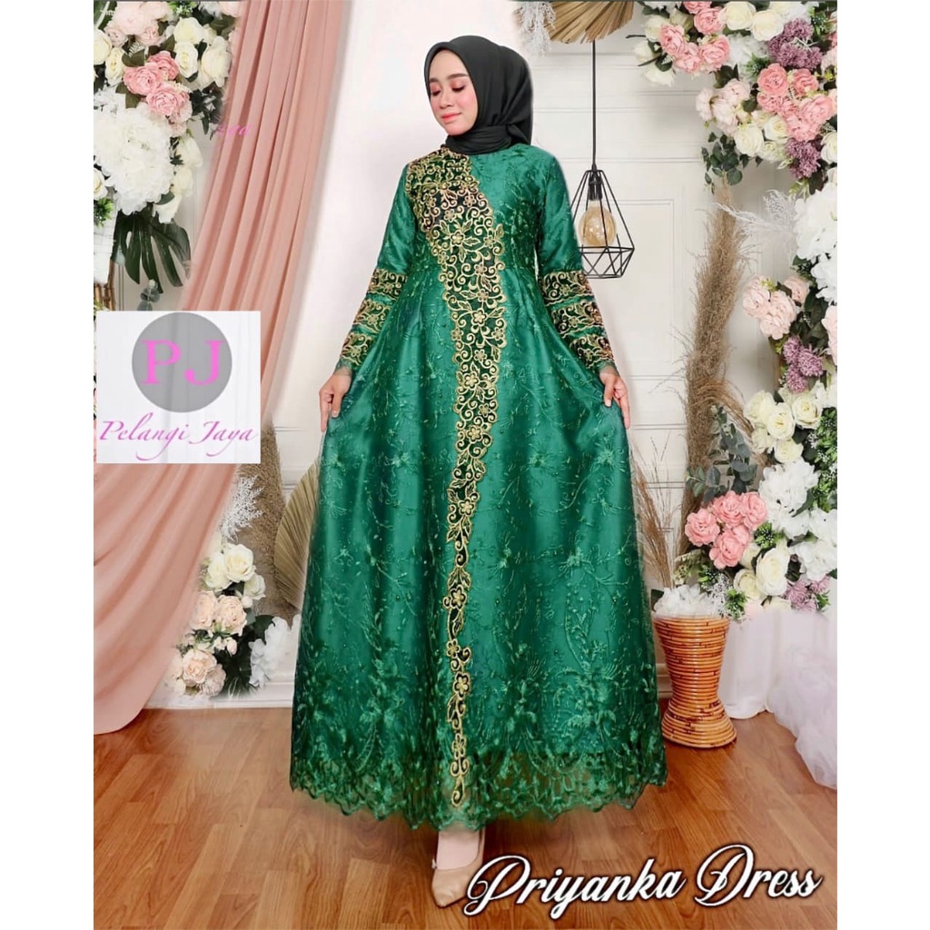 DRESS KEBAYA PESTA BROKAT TULLE PRYANKA/DRESS BAJU KONDANGAN TERBARU/ DRESS KEBAYA BUTIK CANTIK/ DRE