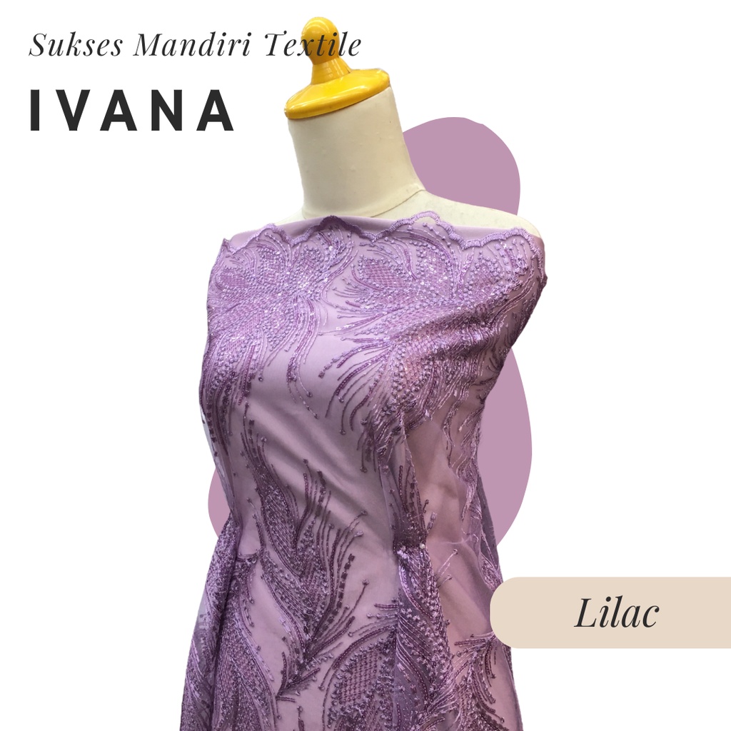 [IVANA] Brokat Brukat Tile Premium Mewah Warna Lilac Ungu Muda | Harga ½ meter = 50 cm (Bahan Dress 