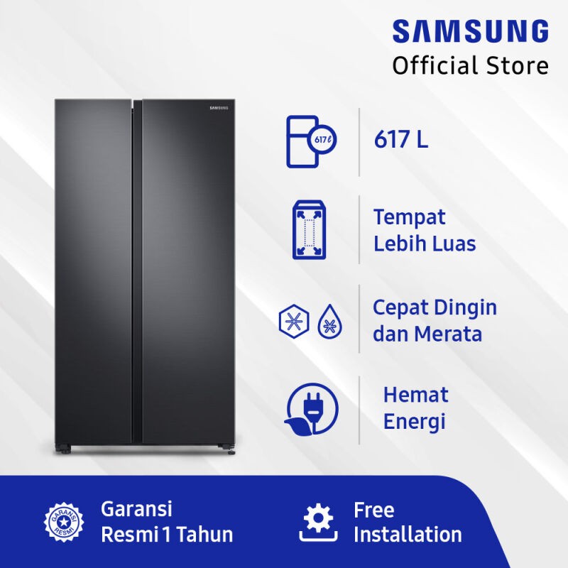 SAMSUNG RS62R5041B4/SE KULKAS SIDE BY SIDE 700L BLACK MATE RS62R RS62R5041B4 RESMI