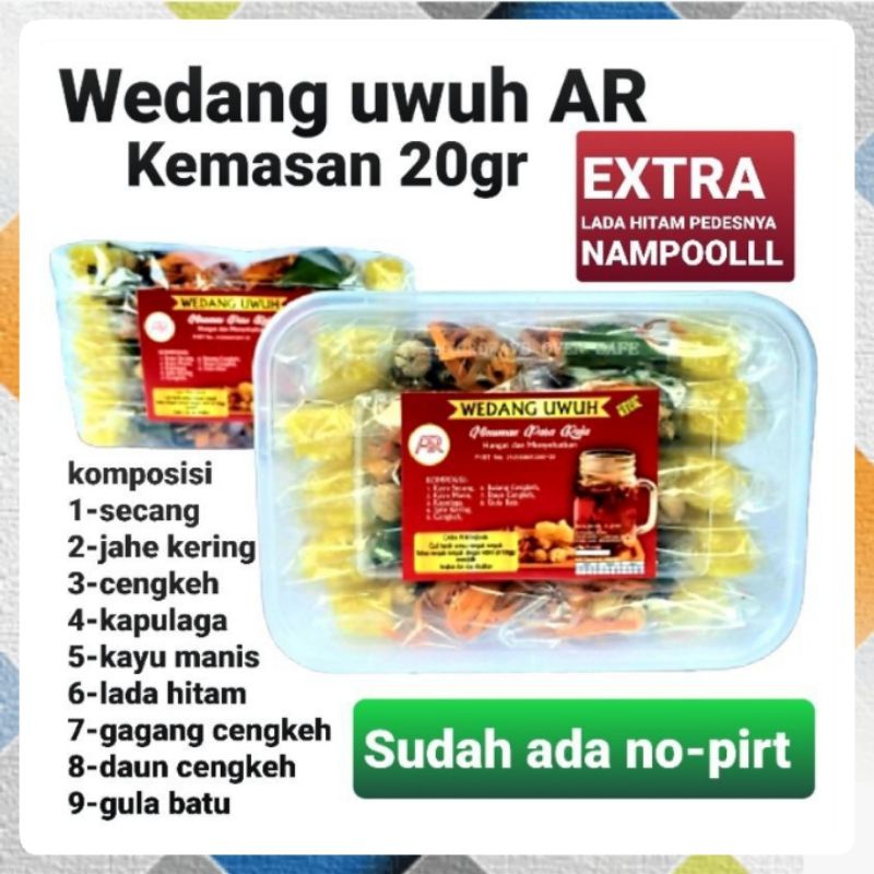 Original [GROSIR] WEDANG UWUH AR KOMPLIT KEMASAN 20g ISI 10pcs Exp Baru