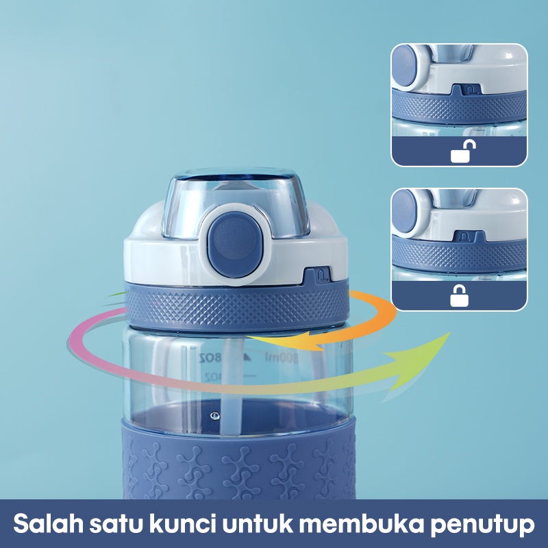 Botol Minum 800ml BPA FREE Sport Cup anti bocor/ Botol Anti tumpah Multifungsi Portable