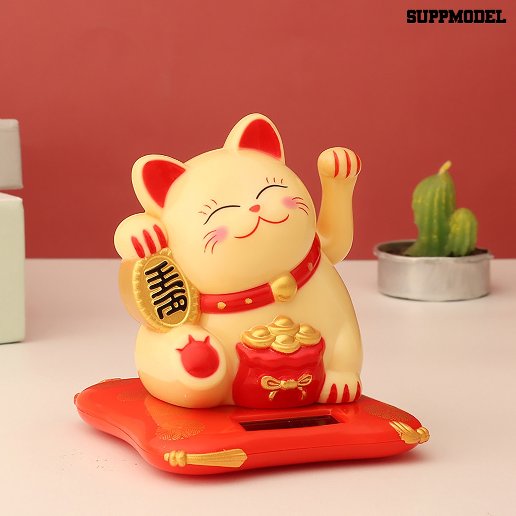 Ornamen Kucing Keberuntungan Tenaga Surya Untuk Dekorasi Kantor
