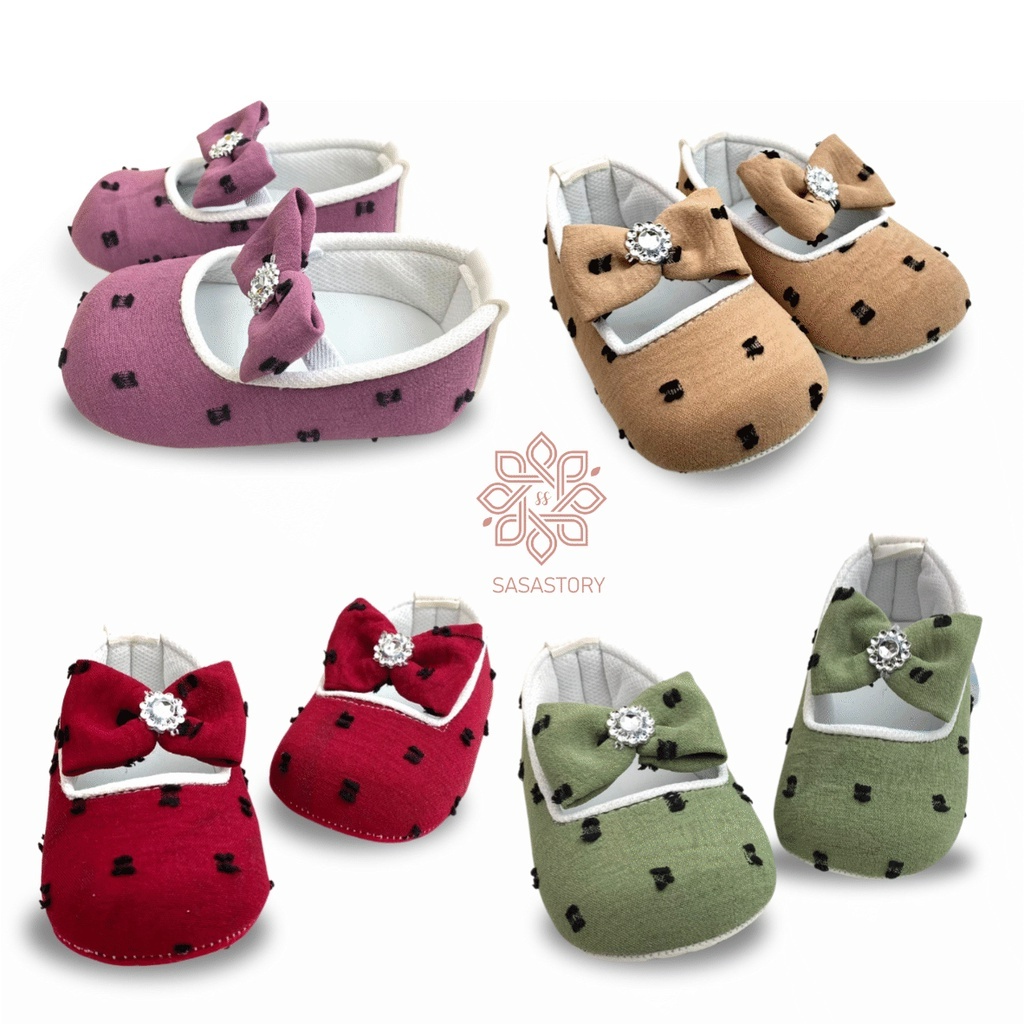 SEPATU BAYI BABY PREWALKER PITA POLKA ANAK PEREMPUAN 0-12 BULAN FP24