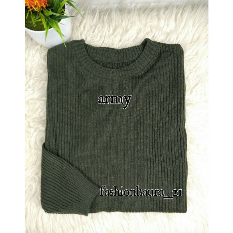 BEST SELLER BOXY ABG SWEATER RAJUT JUMBO WANITA OVERSIZE BAJU RAJUT POLOS HALUS ATASAN WANITA RAJUT PREMIUM-army