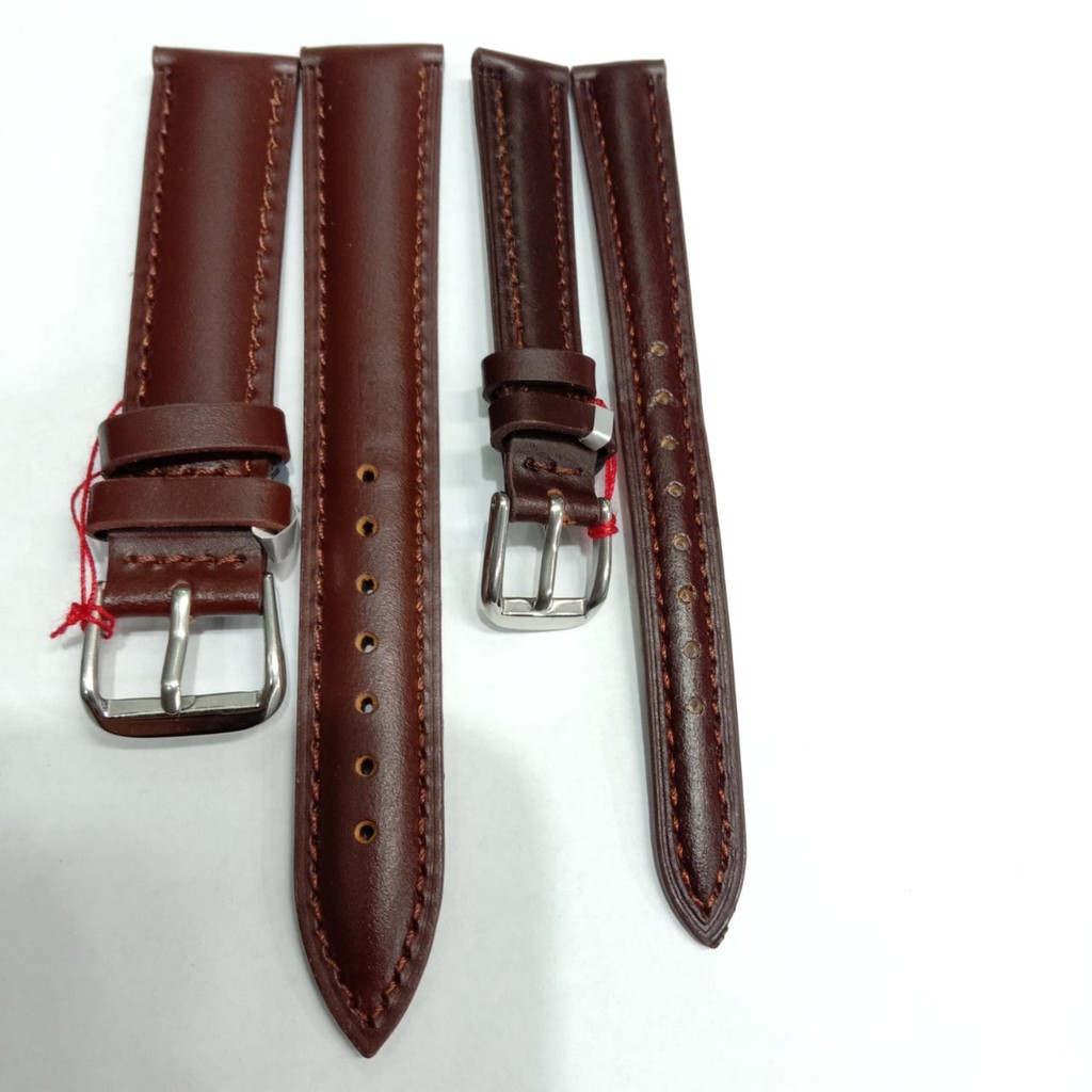 TALI KULIT JAM TANGAN STRAP WATCH ORIGINAL COKLAT TUA UKURAN 12 MM - 24 MM