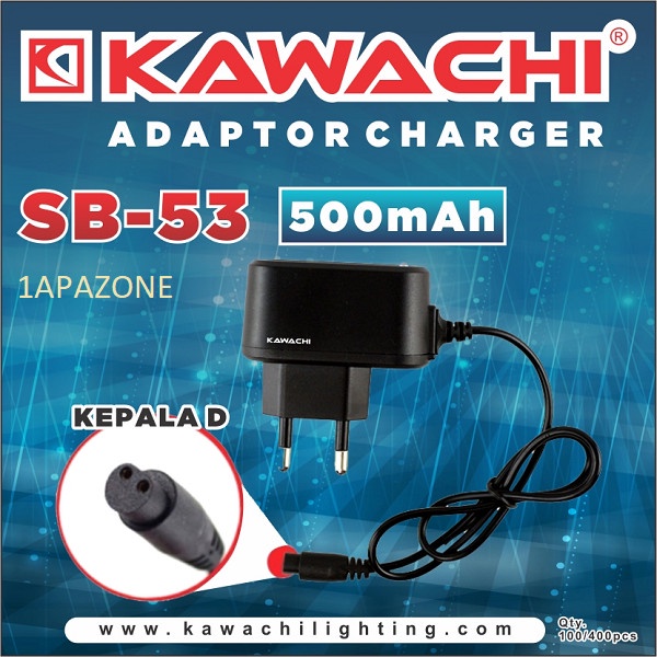 Kawachi Adaptor Charger SB-53 Original Kepala D untuk Cas Senter Kepala