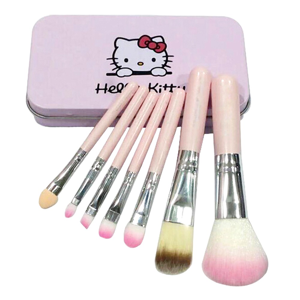 Set Hello Kitty Makeup Brush 7pcs Paket Set Kuas Make Up Brush Set