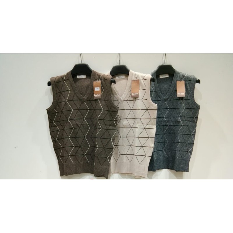 Mario Zegnoti - Sweater Rompi Rajut Bapak Krah V Pria Import (#V13)