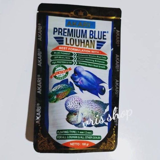

akari premium blue lohan 100gr pakan ikan lohan