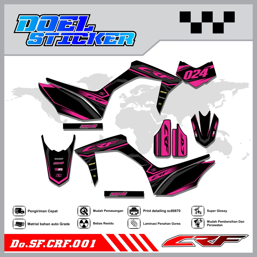 Sticker Striping Semifull CRF 150L List Variasi Hologram Pelangi,Crome Doel  001