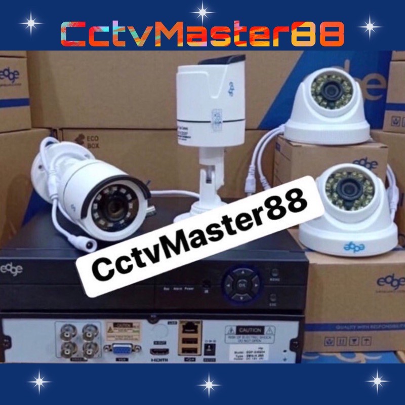 PAKET CCTV EDGE 4CHANNEL 4KAMERA FULL HD 1080P LENGKAP