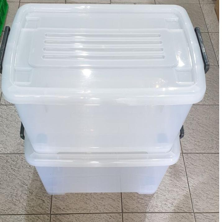 Fast Sale Storage Box Container Ezy CB 45 Liter Roda Bening Transparan Kontainer Plastik Multiclub Tempat Baju Perkakas