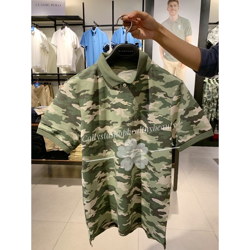 Giordano Polo Shirt Man Tapered Slim Army Grey New Sale from 479k Size S,M,L,XL,XXL