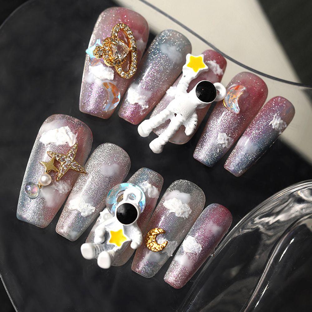 MXBEAUTY Astronot Nail Art Perhiasan INS-style Kreatif Kartun DIY Hiasan Nail Art