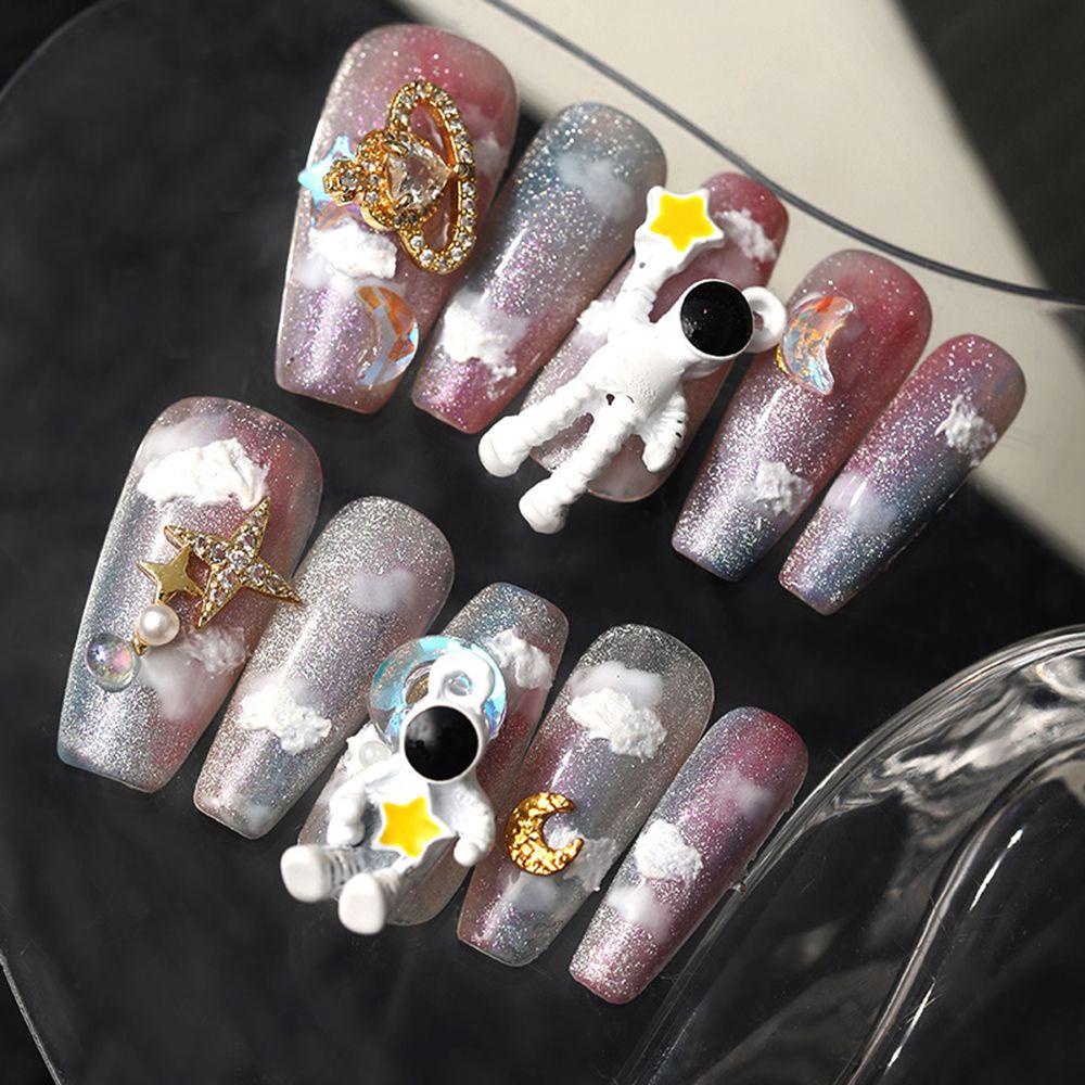 MXBEAUTY Astronot Nail Art Perhiasan INS-style Kreatif Kartun DIY Hiasan Nail Art