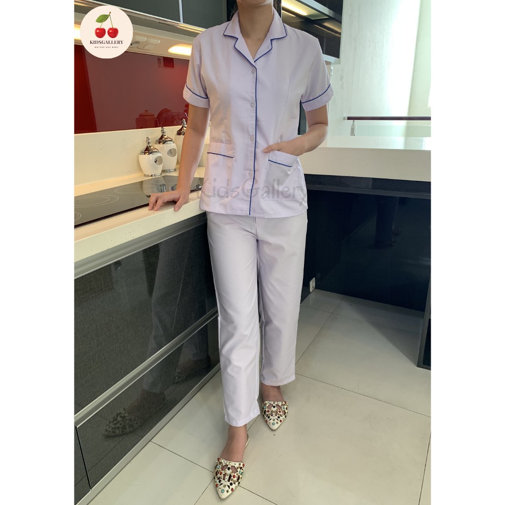 [Sandrina] Baju seragam suster/ Seragam baby sitter/ Seragam nanny ( Lis biru )