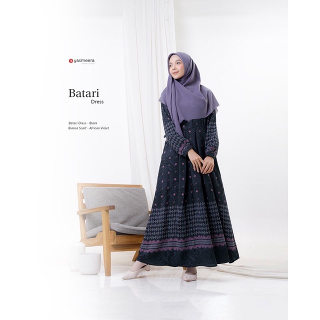 Gamis Remaja Dewasa Terbaru Yasmeera Batari Dress Motif Batik Modern Warna Cantik