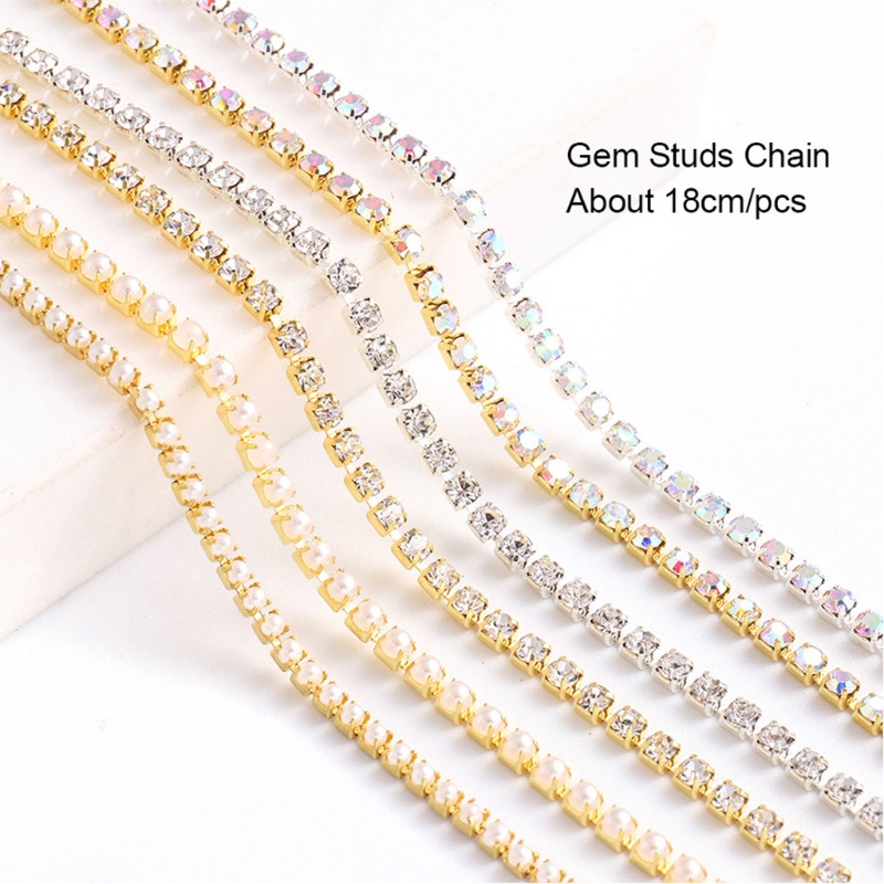 Siy 6pcs Rantai Berlian Imitasi 3d Bahan Metal Warna Silvergold Untuk Dekorasi Nail Art