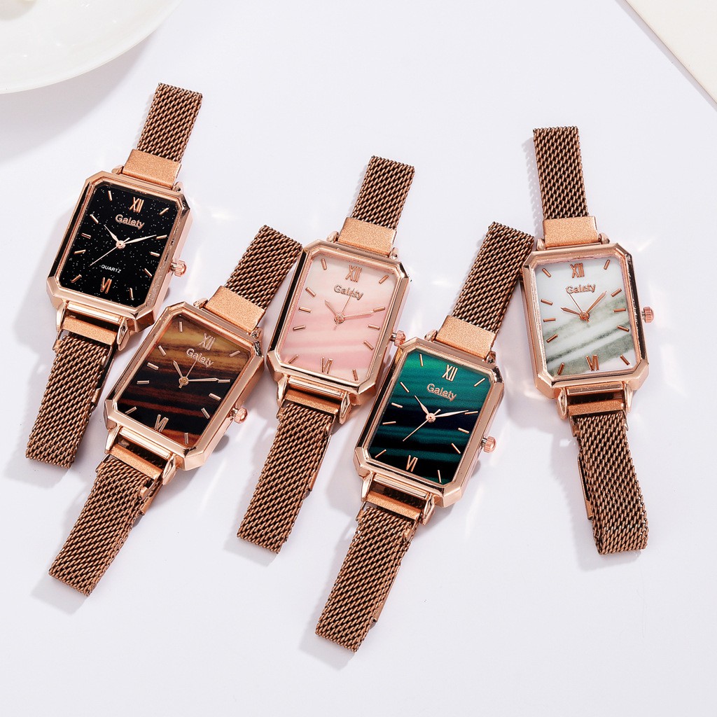 ELFYDO - J180 Jam Tangan Quartz Jam Tangan Petak Jam Tangan Fashion Wanita Jam Tangan