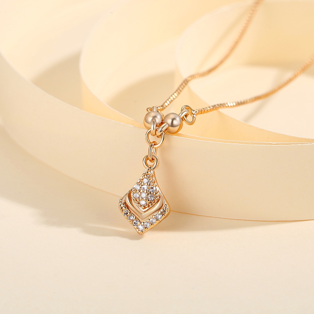 Y623 【COD】 Kalung Kristal Wanita Gold Titanium Steel Lapis Emas Anti Karat Korea Import