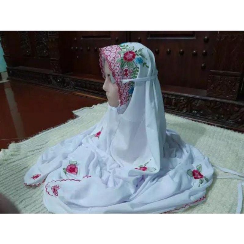 MUKENA TERUSAN ANAK SD-SMP POLINO BORDIR ADEM MURAH